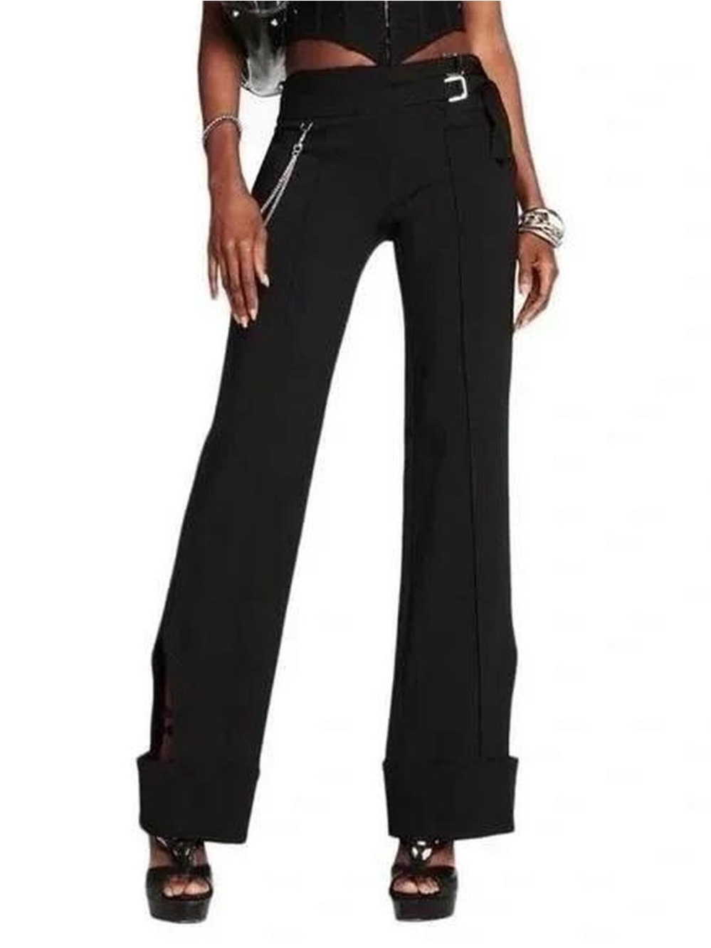 I.AM.GIA Black Wide-Leg High-Rise Pants